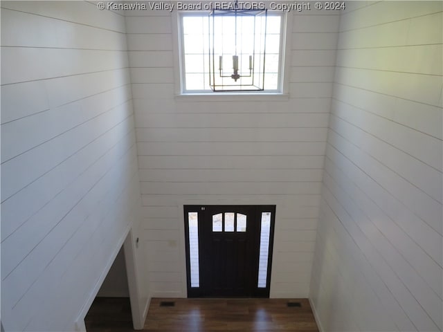 entryway featuring a healthy amount of sunlight and dark wood-type flooring