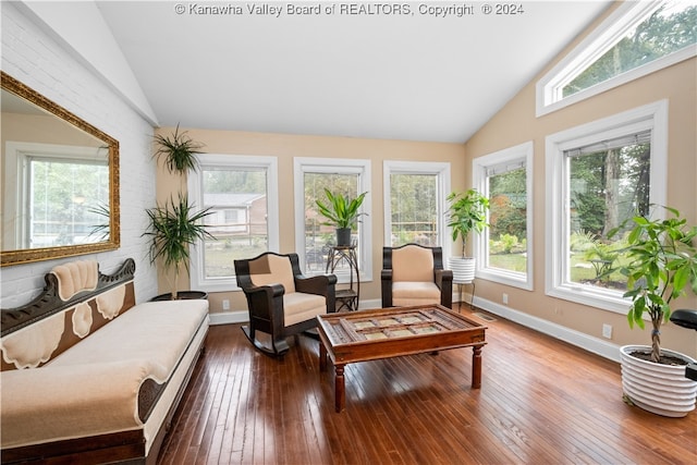 sunroom with lofted ceiling