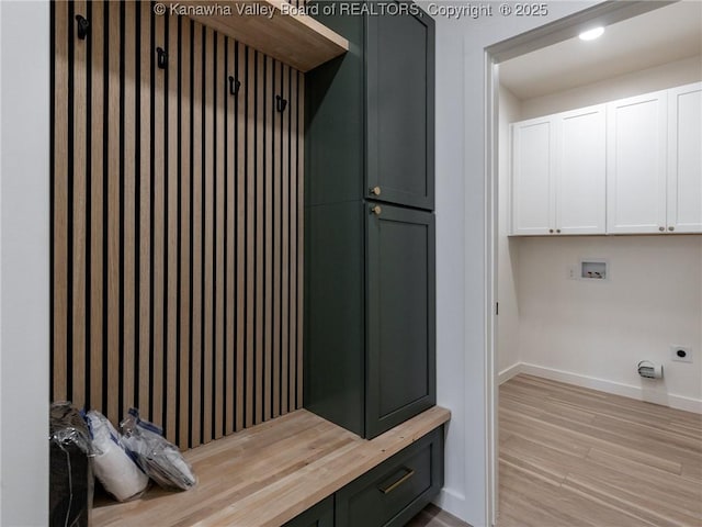 mudroom featuring light hardwood / wood-style floors