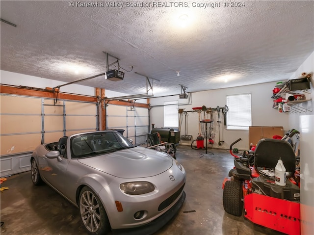 garage with a garage door opener