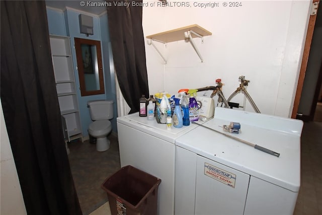 clothes washing area with independent washer and dryer