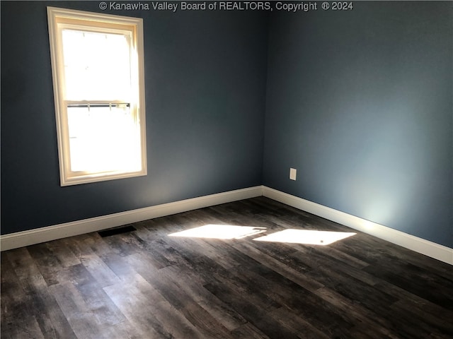 spare room featuring dark wood-type flooring