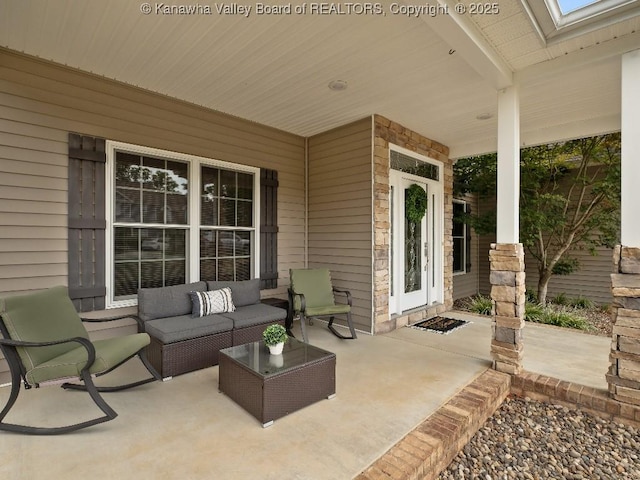 view of patio featuring an outdoor hangout area