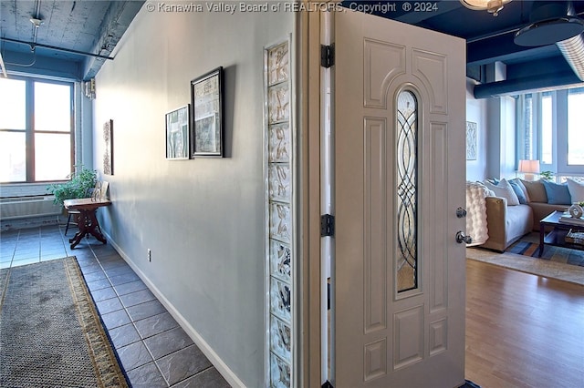 entryway featuring dark wood-type flooring