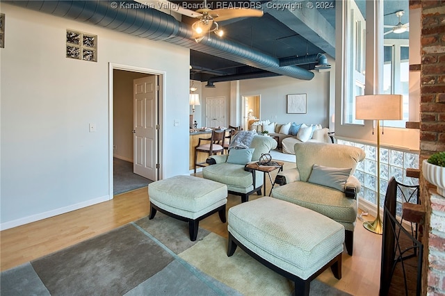 living room with hardwood / wood-style flooring