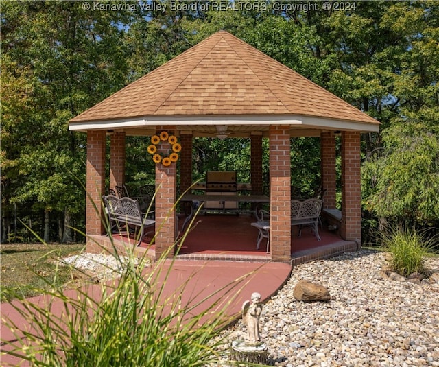 view of patio with a gazebo