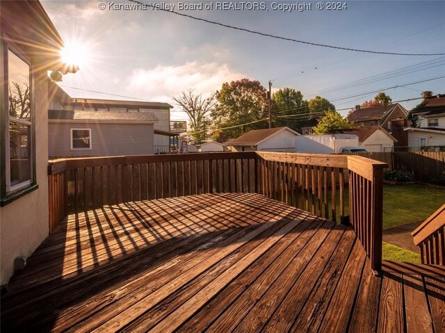 deck featuring a fenced backyard and a yard