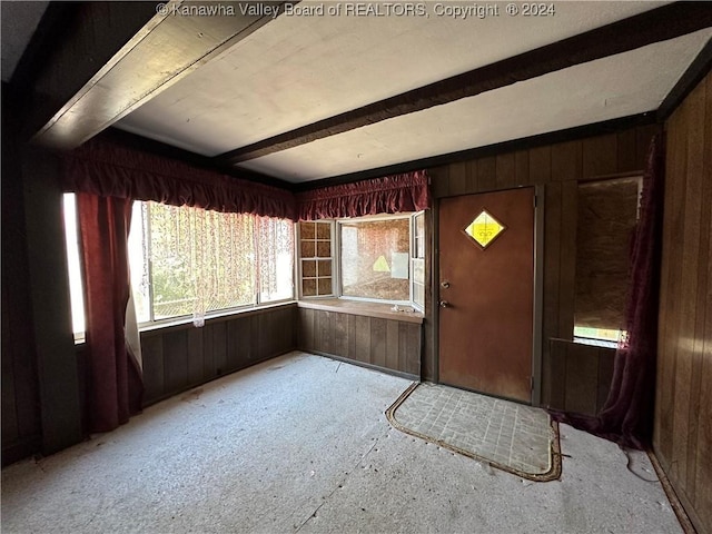 3962 39th St E, Nitro, WV 25143 - foyer entrance featuring wooden walls and beam ceiling