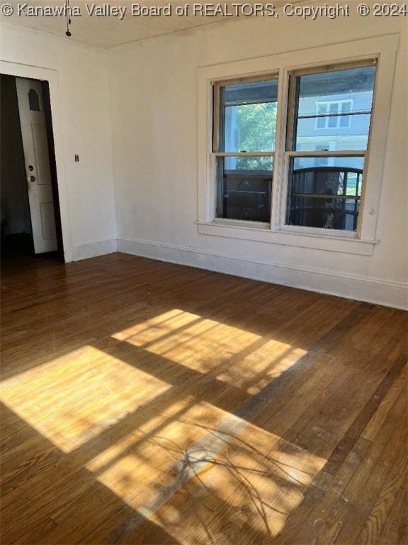 spare room with wood-type flooring