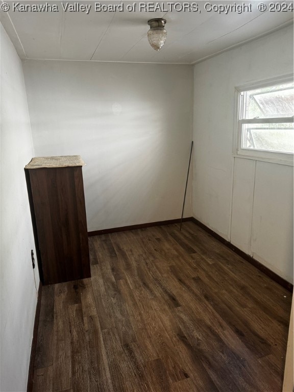 unfurnished room featuring dark wood-type flooring