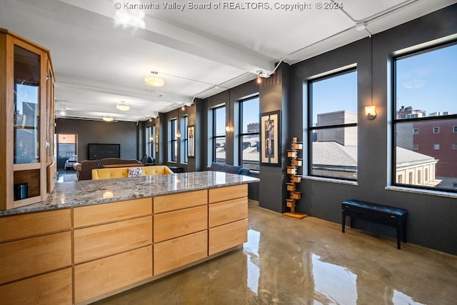 kitchen with light stone counters