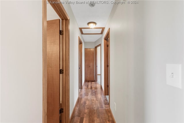 hallway featuring wood-type flooring