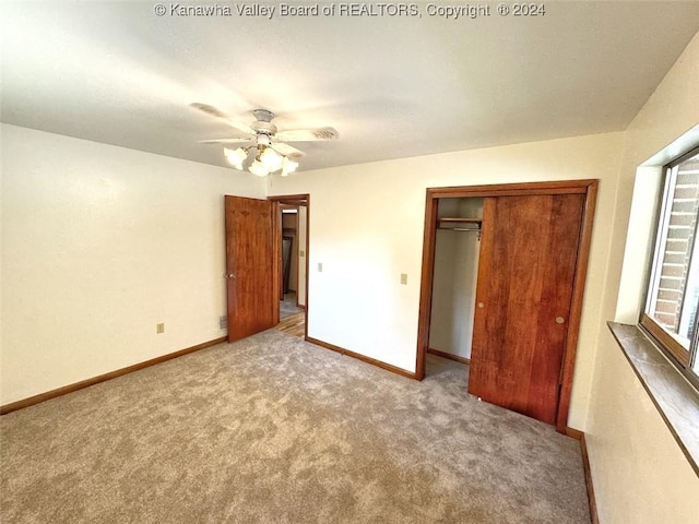 1526 Trace Fork Rd, South Charleston, WV 25309 - unfurnished bedroom featuring carpet, a closet, and a ceiling fan