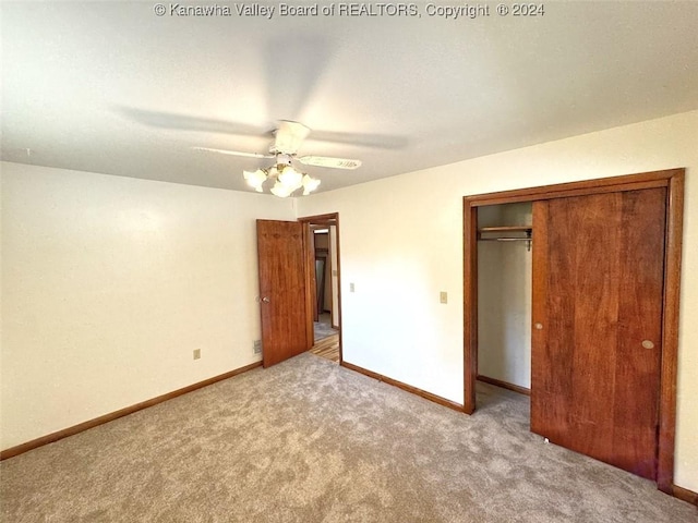 1526 Trace Fork Rd, South Charleston, WV 25309 - unfurnished bedroom featuring carpet floors, a closet, and ceiling fan