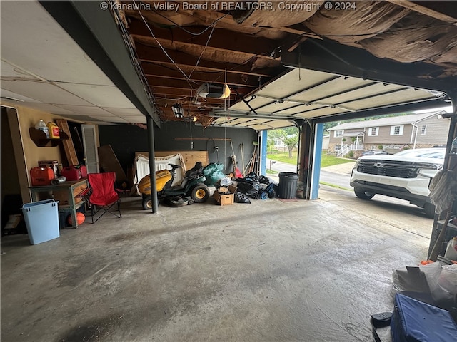 garage with a garage door opener