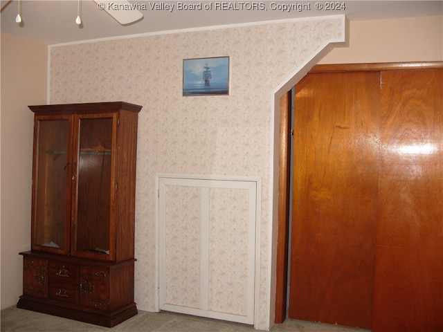 unfurnished bedroom featuring light colored carpet