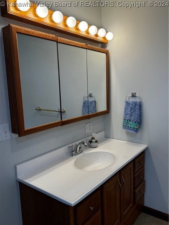 bathroom featuring vanity and tile patterned floors