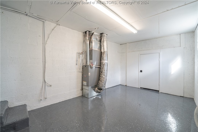 basement with heating unit