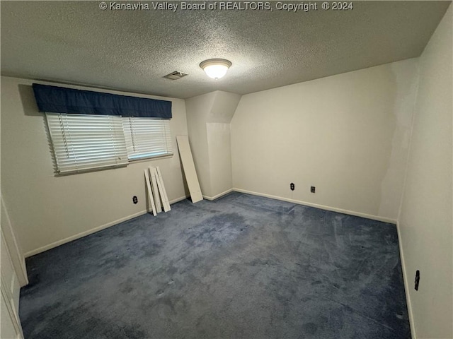 103 Central Ave, Logan, WV 25601 - additional living space with dark colored carpet and a textured ceiling