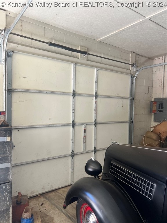 garage with electric panel