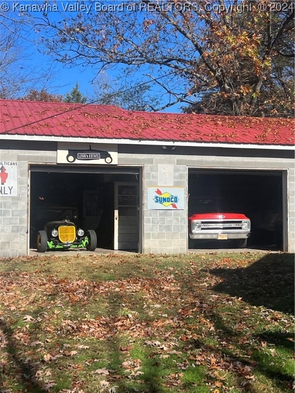 view of garage