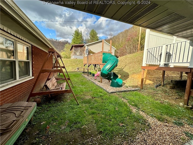 view of yard featuring a playground