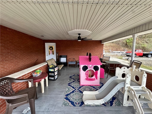 view of patio with ceiling fan