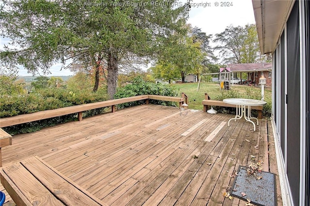 deck with a lawn