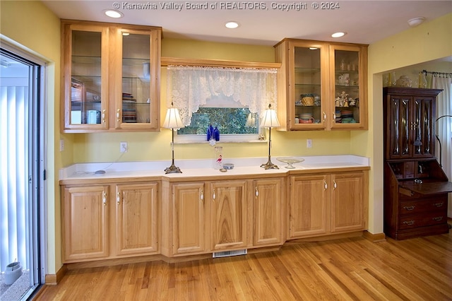 kitchen with light hardwood / wood-style floors