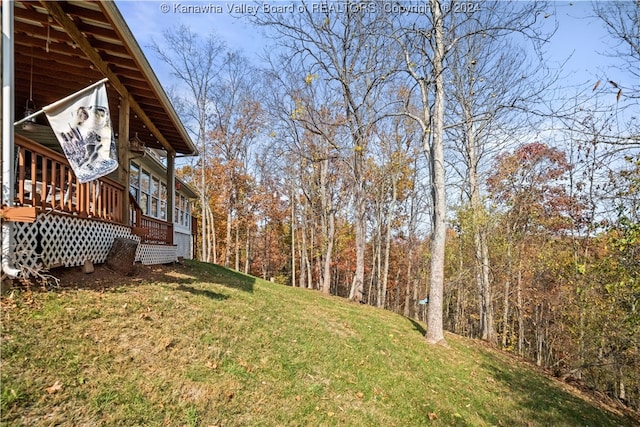 view of yard with a deck