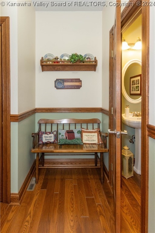 hallway with wood-type flooring