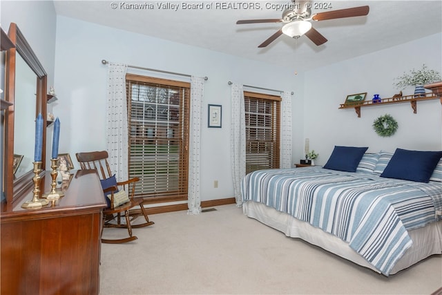 bedroom with carpet floors and ceiling fan