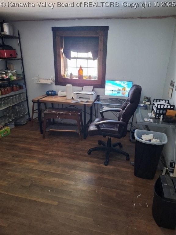 office area with dark wood-type flooring