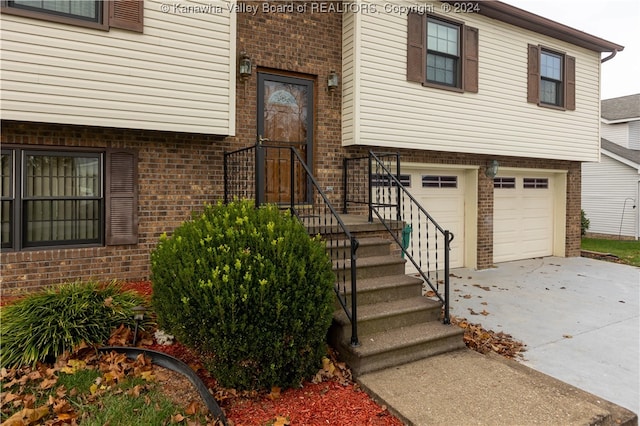 entrance to property with a garage