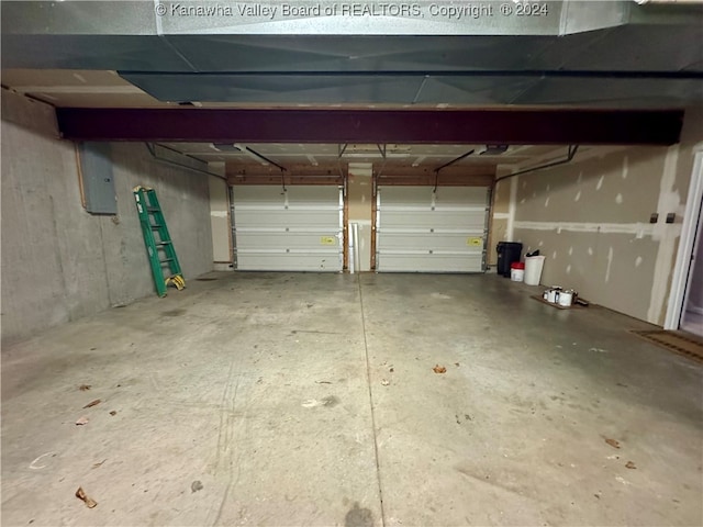 garage with electric panel