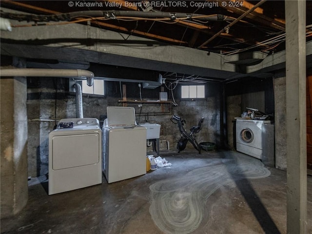 1515 Lee St E, Charleston, WV 25311 - basement featuring independent washer and dryer and sink