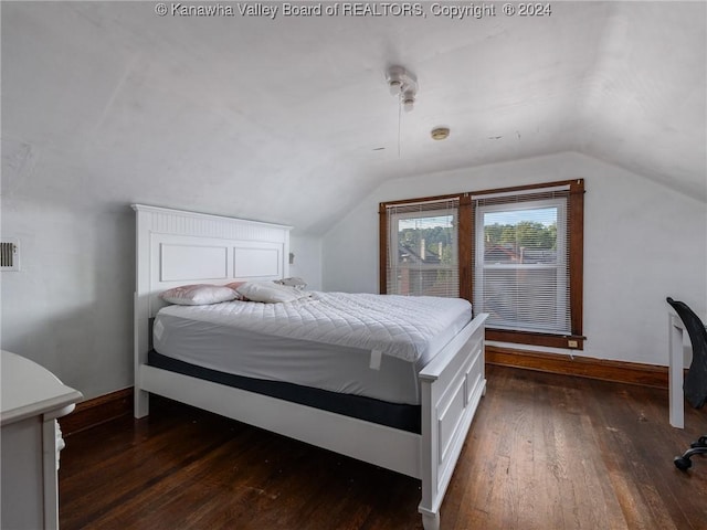 1515 Lee St E, Charleston, WV 25311 - bedroom with lofted ceiling and dark wood-type flooring