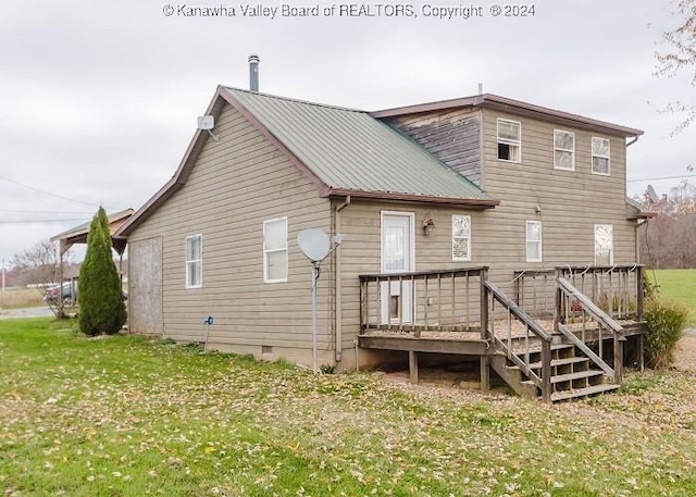 4384 Auto Rd, Wv, WV 24966 - back of house featuring a deck, a metal roof, a yard, and crawl space