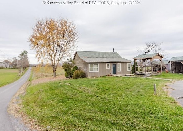 4384 Auto Rd, Wv, WV 24966 - view of front of house featuring a gazebo, a front lawn, and a metal roof