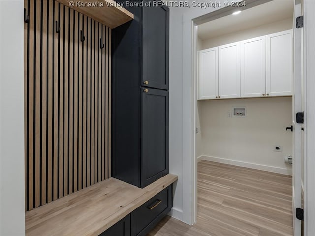 mudroom featuring light wood-type flooring