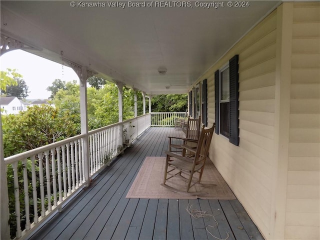 deck featuring covered porch