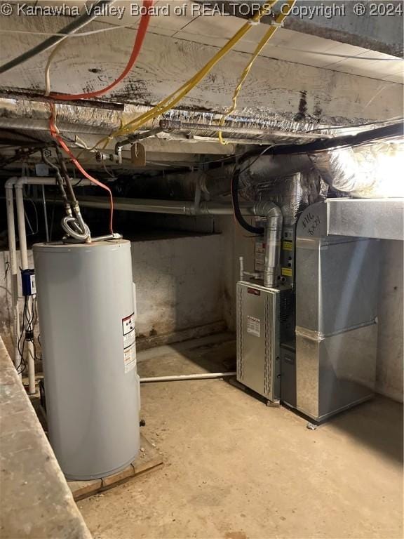 utility room with gas water heater