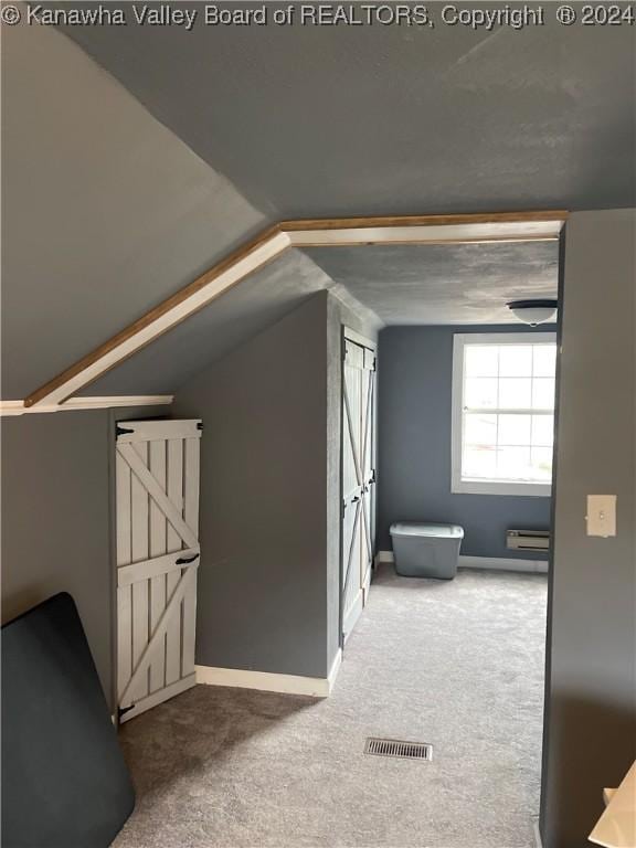 additional living space featuring carpet and vaulted ceiling