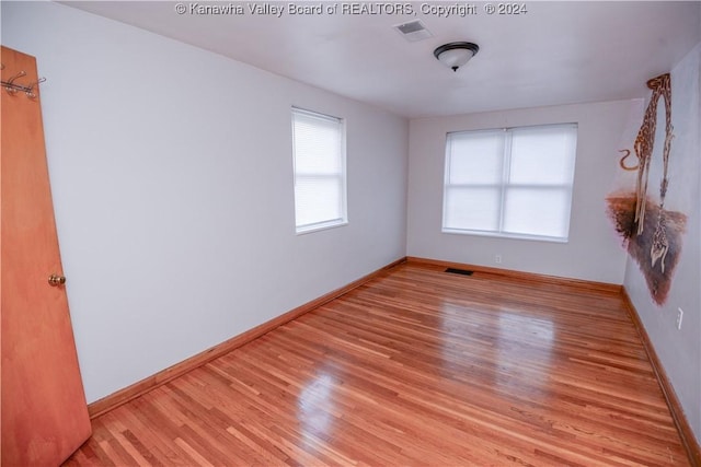 empty room featuring light wood-type flooring