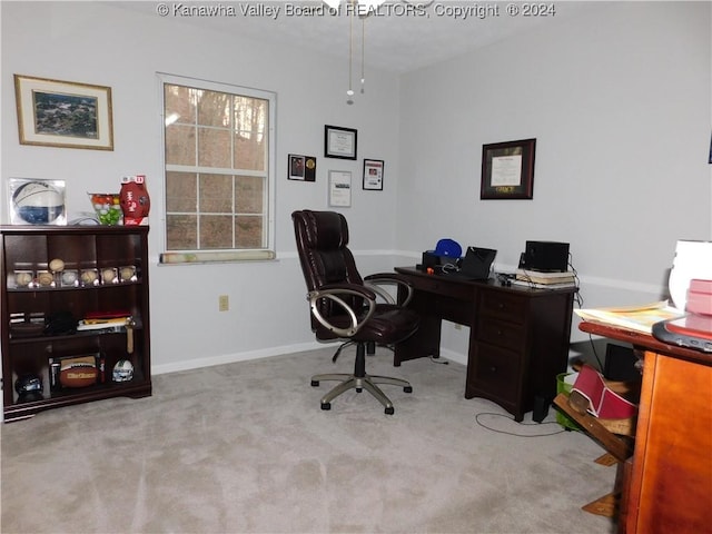 view of carpeted office space