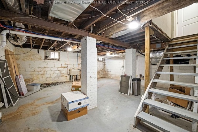 basement with sink