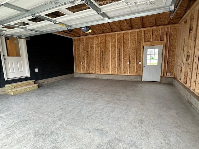 garage with a garage door opener