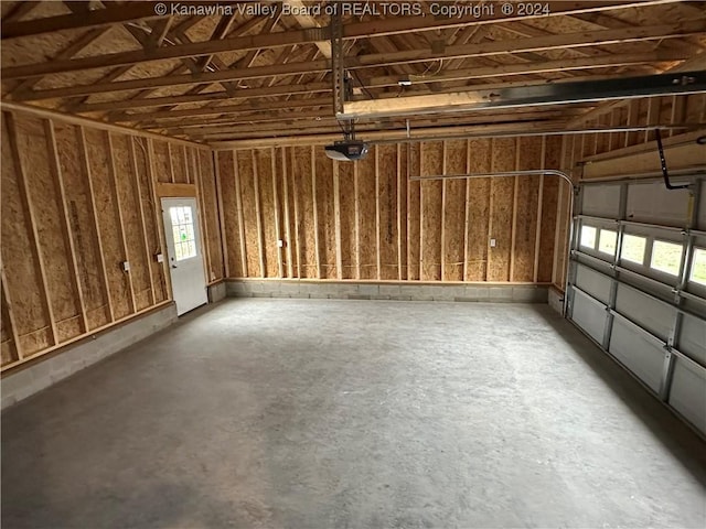 garage with a garage door opener