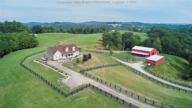 drone / aerial view with a rural view