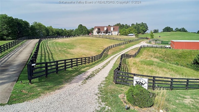 drone / aerial view with a rural view